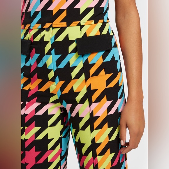 SZ 20 Tall New York & Company Black Multicolor Houndstooth Flare Pants - Picture 3 of 6